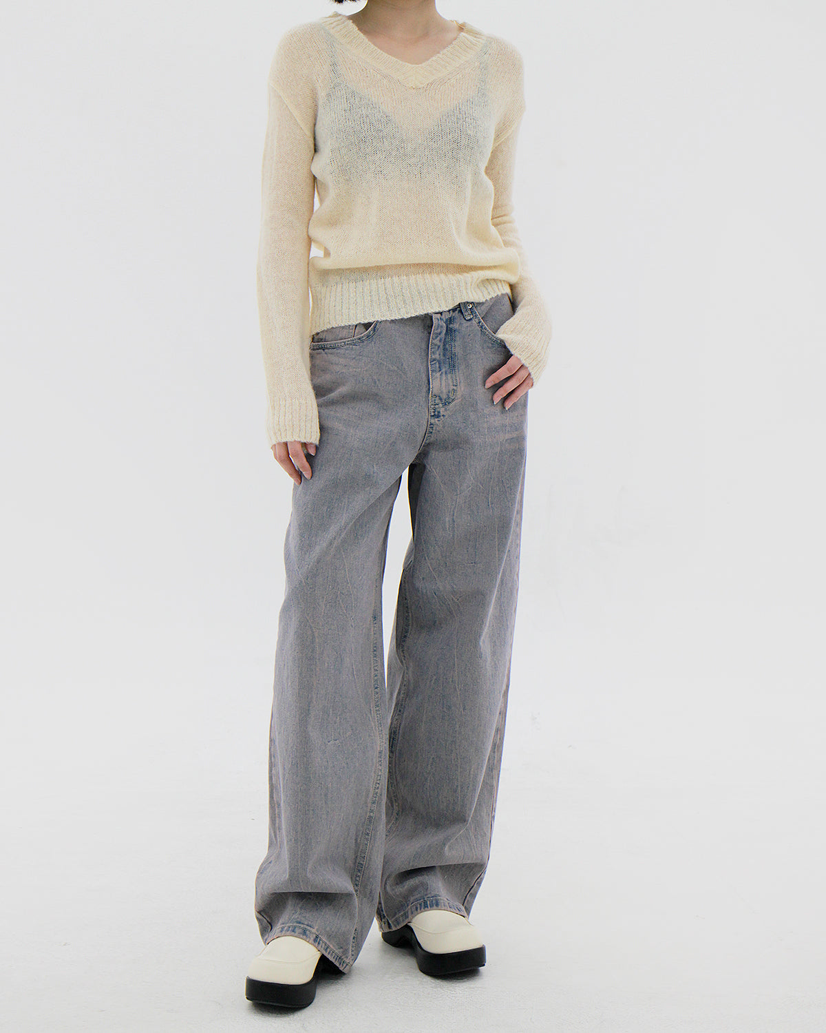 no.6075 Color Chip Denim Pants (2color)