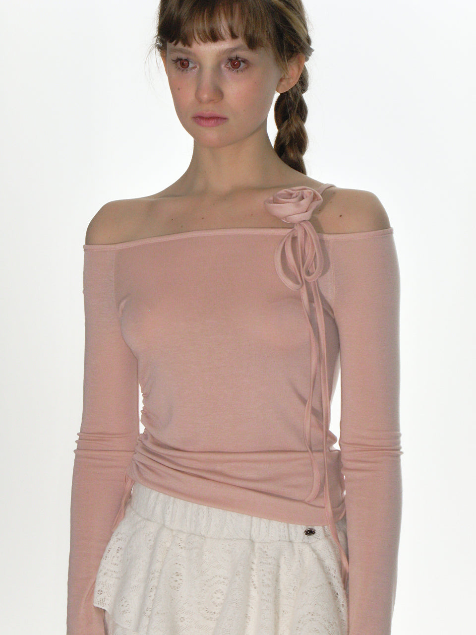 ROSE STRING OFF SHOULDER TOP_PINK