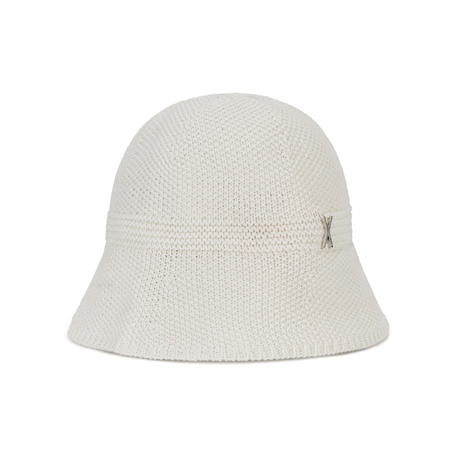 Stud logo summer knit bucket hat Cream