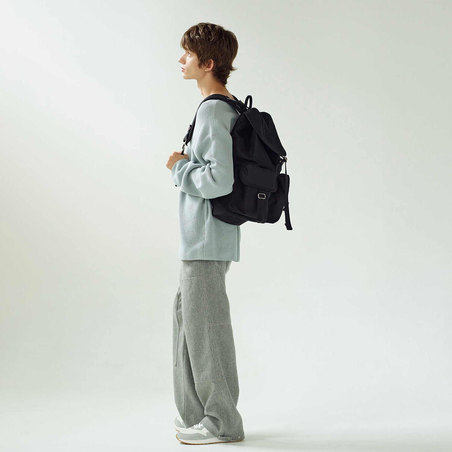 [After Pray Edition] 2-Pocket Cotton Cargo Rucksack (Black)