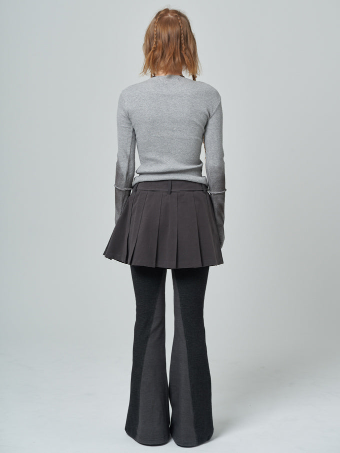 Color block boot-cut pants_charcoal