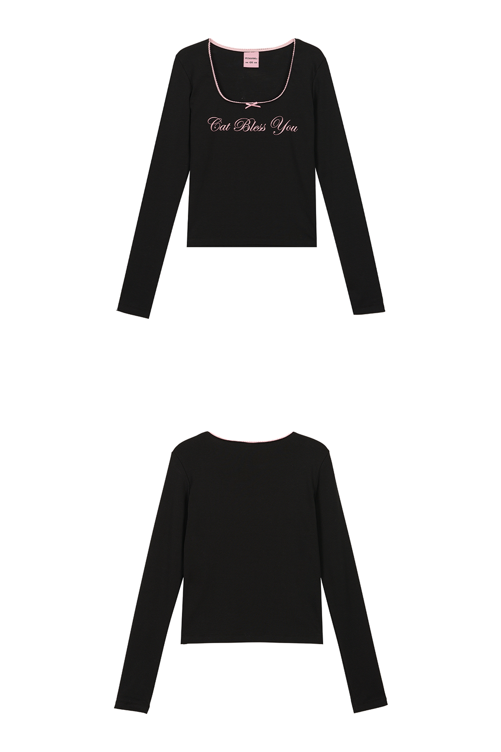 CAT BLESS RIBBON LONG SLEEVE - BLACK