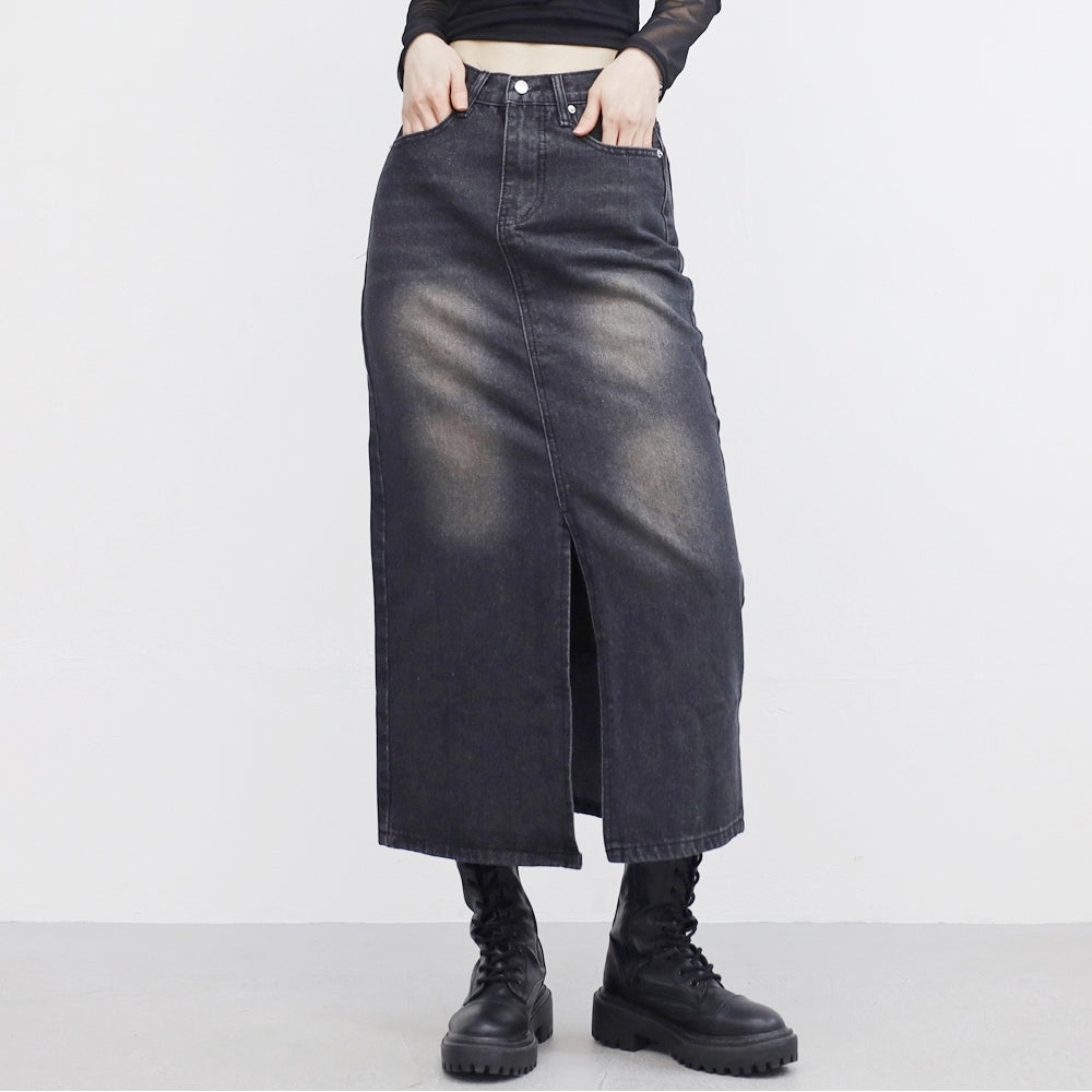 inner slit denim skirt