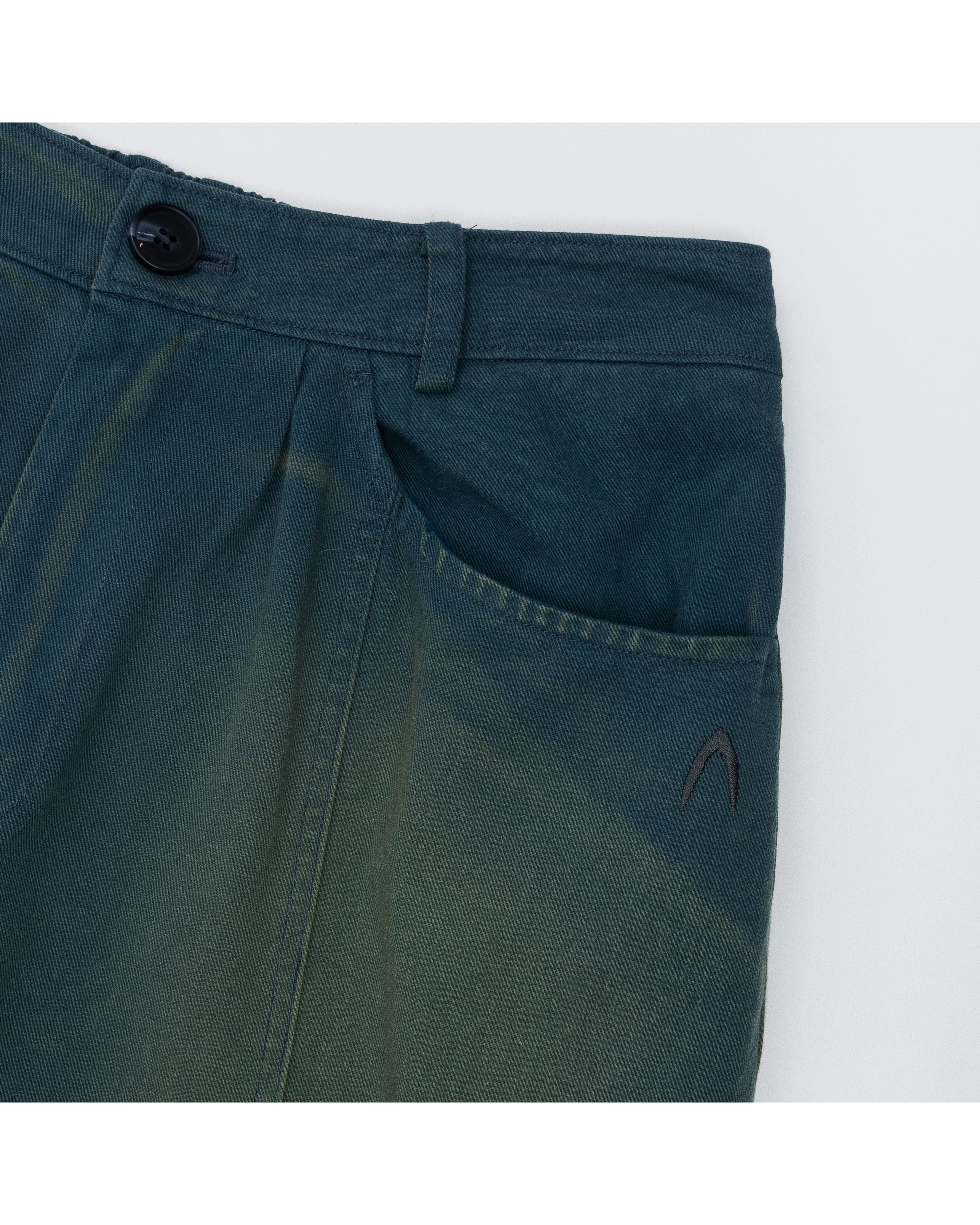 Knee Pin-tuck Wide Cargo Pants (Washed Blue)