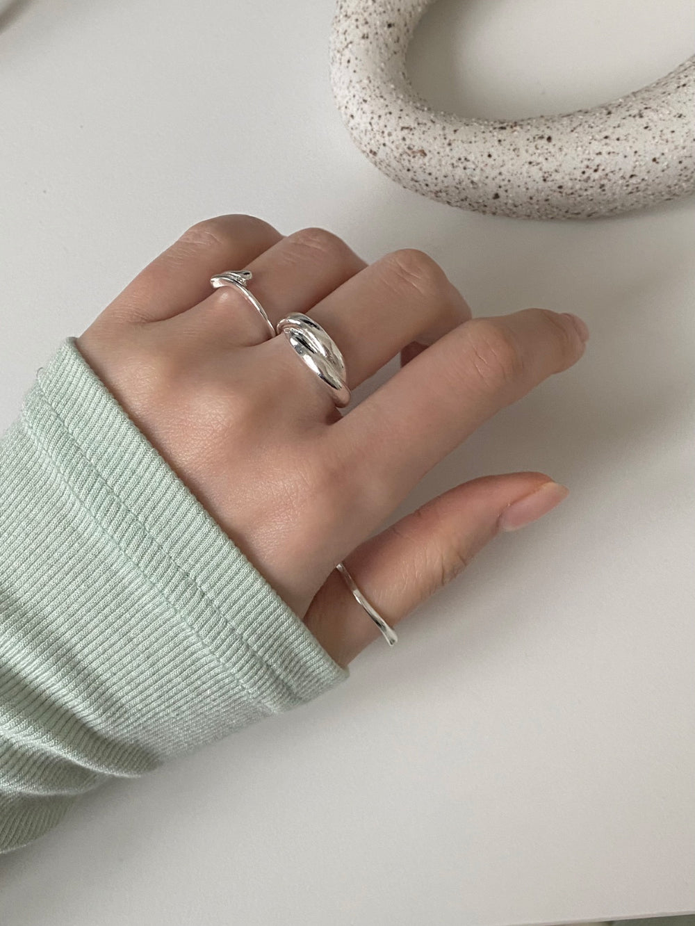 [5 set] sky bold layered ring set / 2 colors