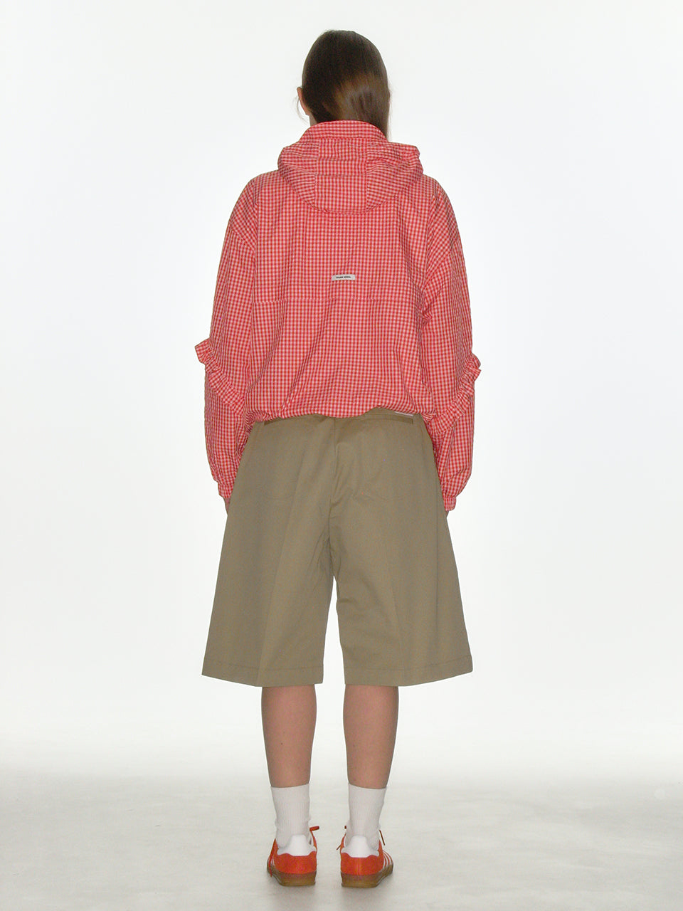 CHECK FRILL WINDBREAKER_RED