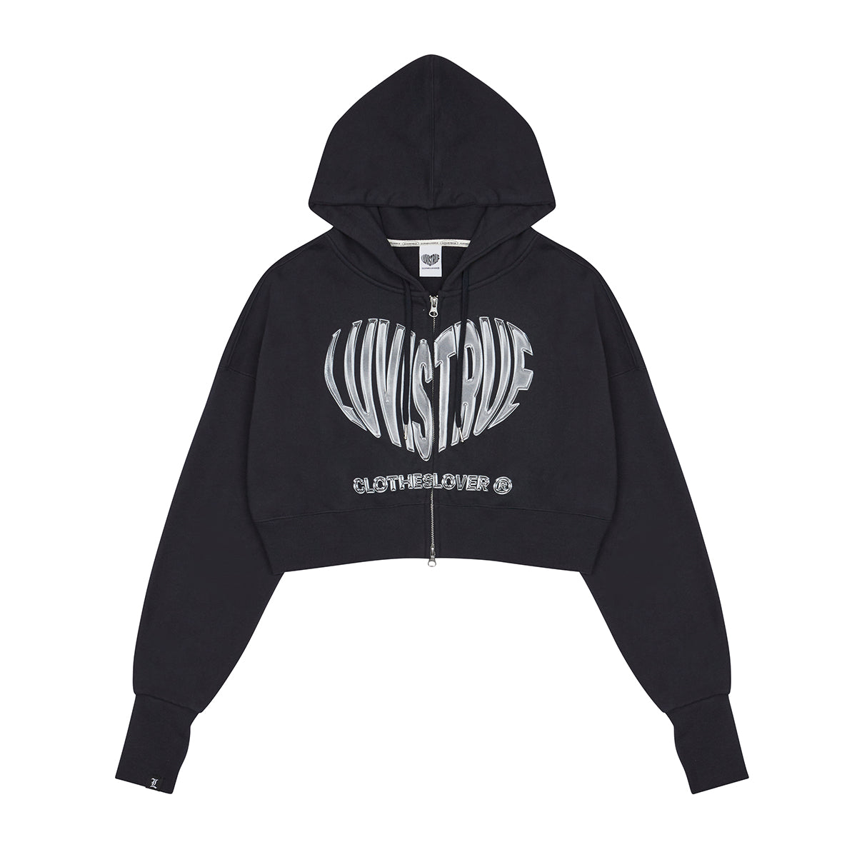 CH 2-WAY CROP HOOD ZIP UP (NAVY)