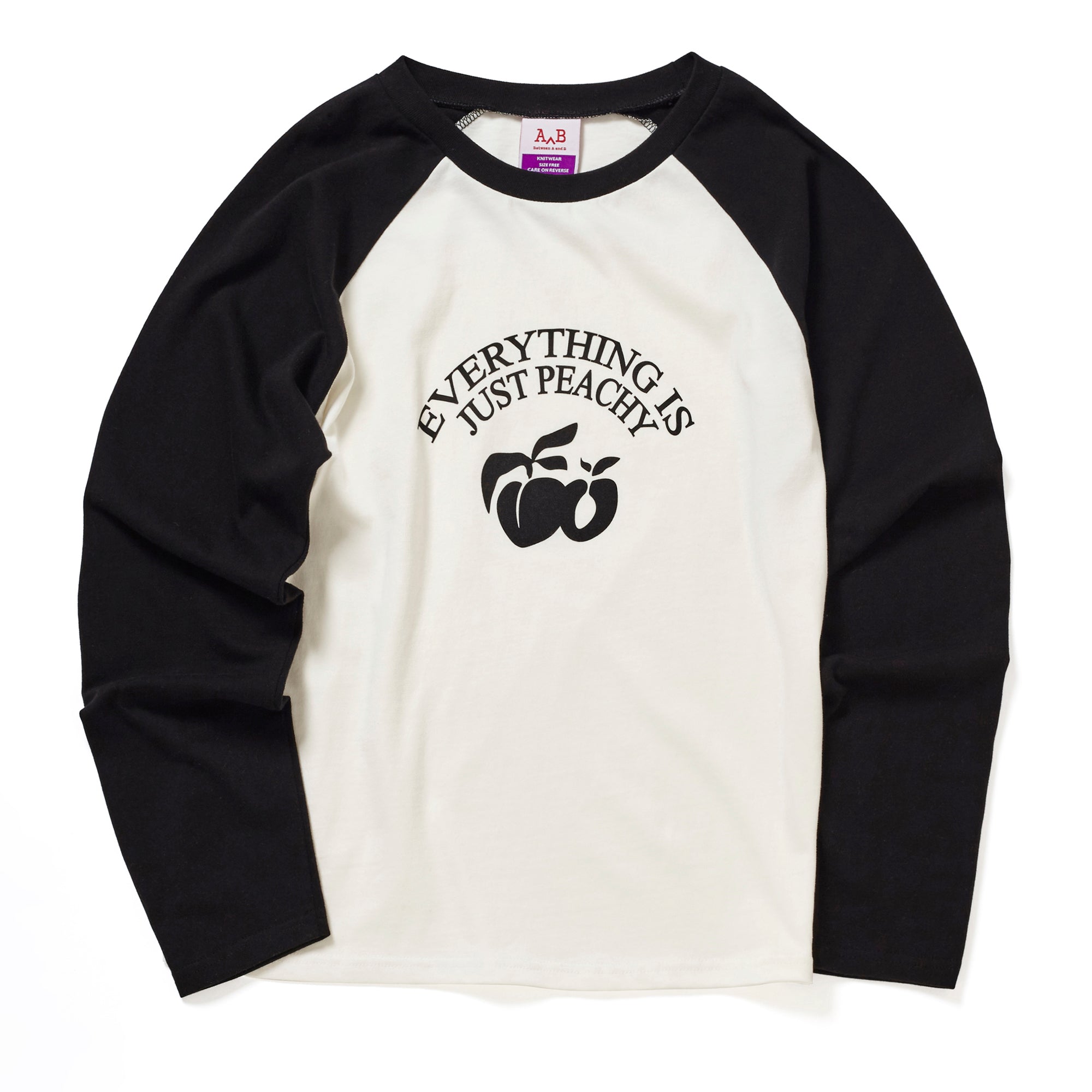 PEACH ARCH PRINT RAGLAN LONG SLEEVE T-SHIRT_BLACK