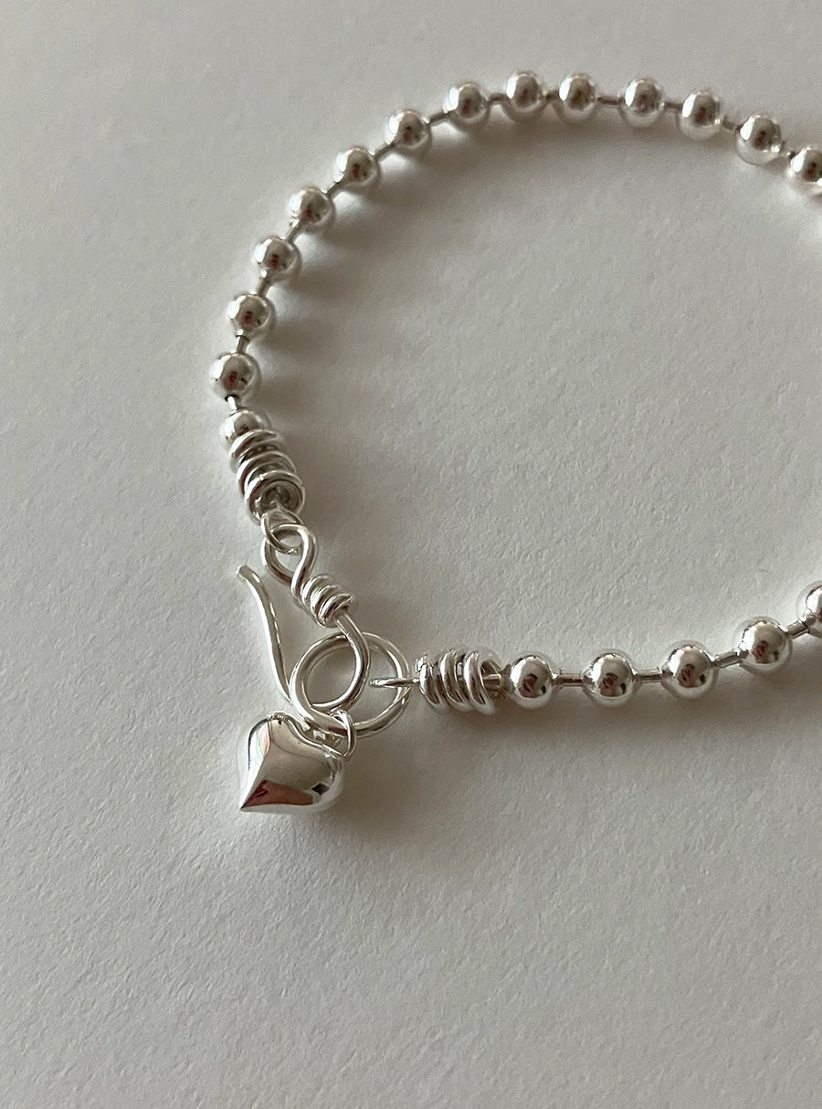 [92.5silver] hook heart bracelet