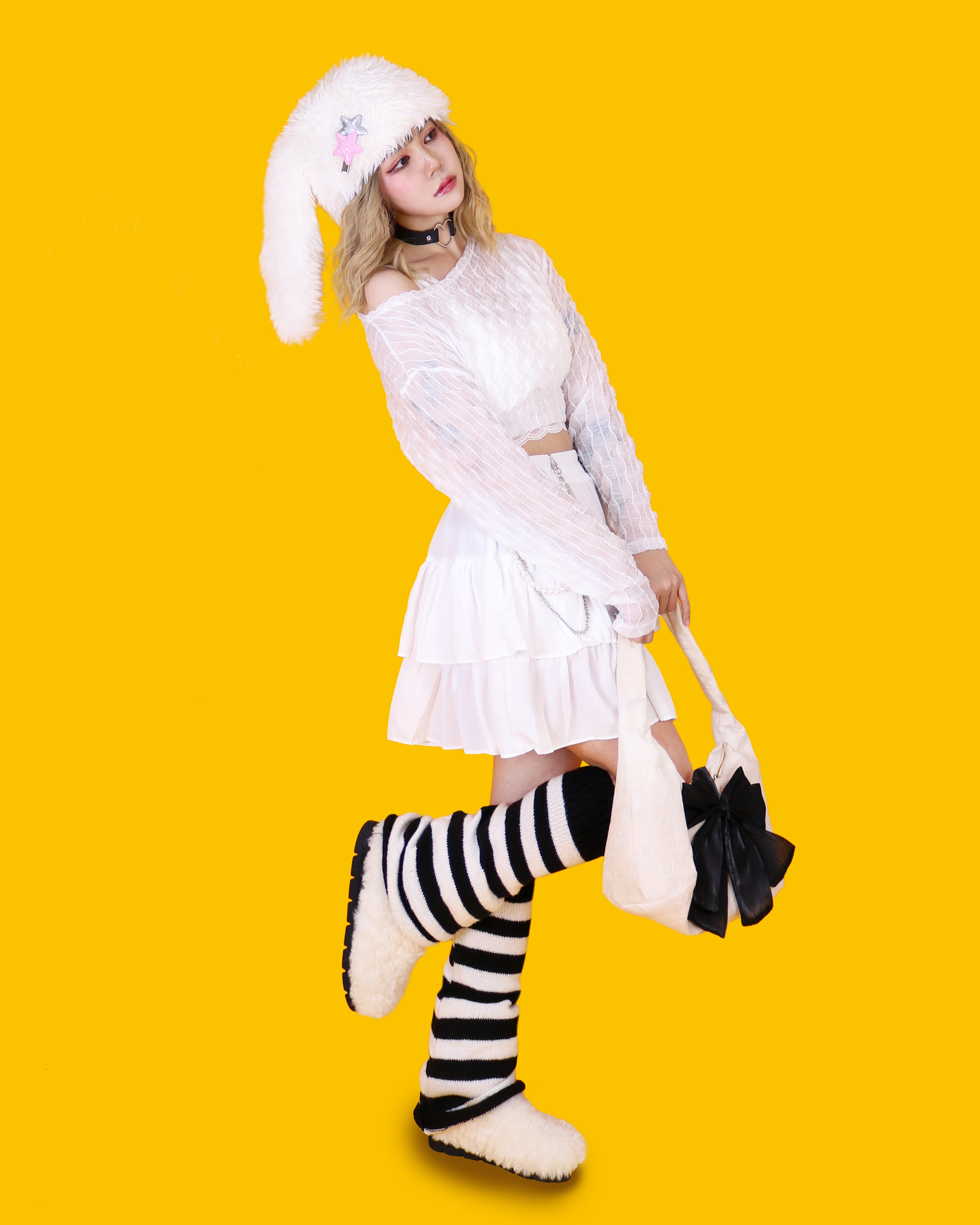 striped knit leg warmer (2color)