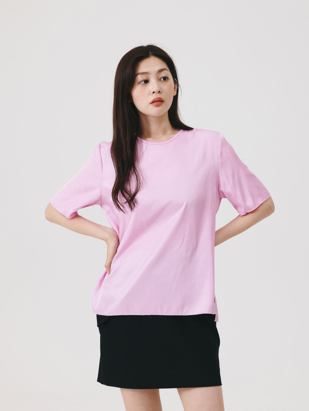 SATIN SLIT BLOUSE (3color)