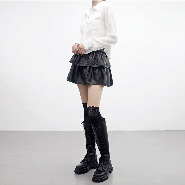 Remit Leather Can Can Can Skirt