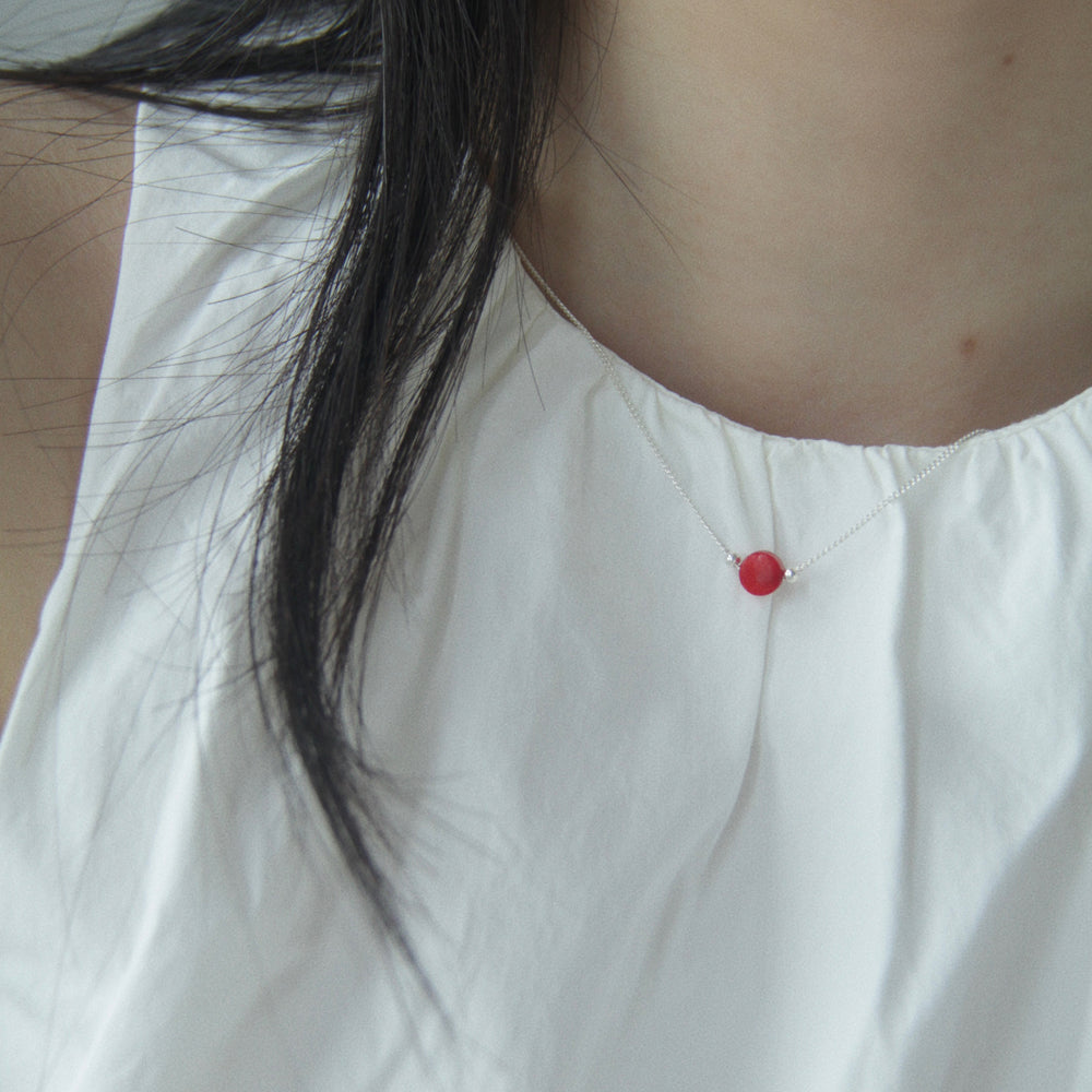 Coral Silverball Chain Necklace