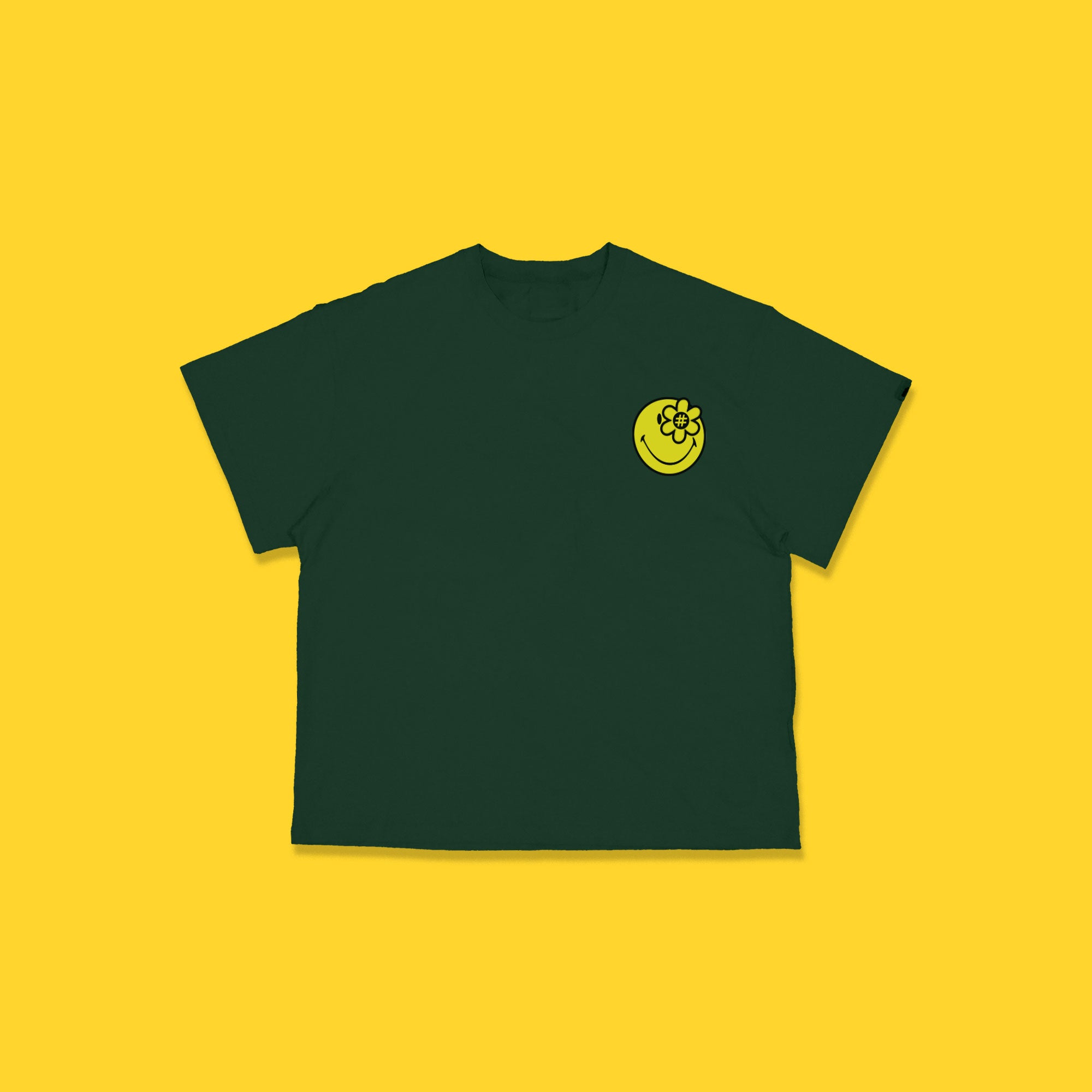 SMILEY BEAM T-SHIRT | DARK GREEN