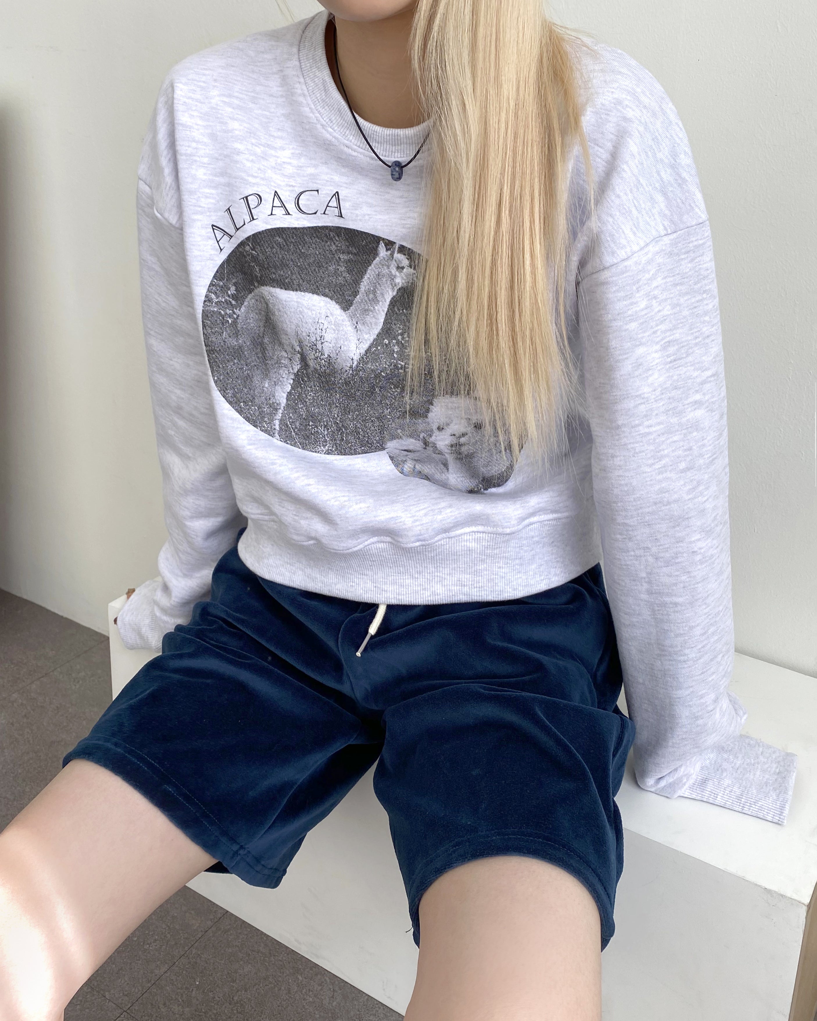 [MADE] Neapoli Alpaca Live-action Printing Crop Sweatshirt