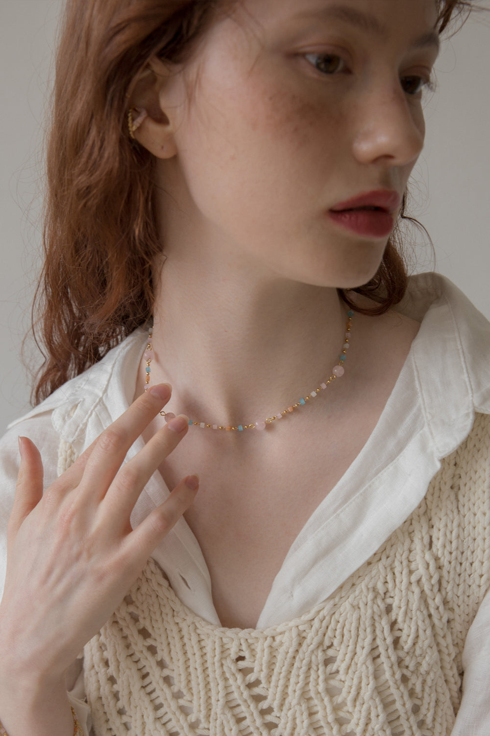 Pastel sugar candy ball chain necklace