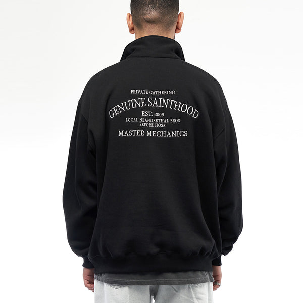 SP SERIF G.S LOGO HALF ZIP-BLACK