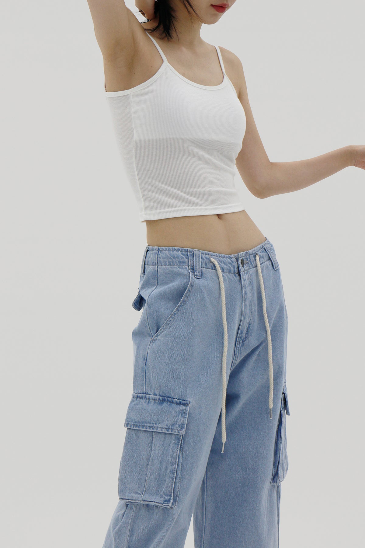 Denim Cargo Wide Pants (2color)