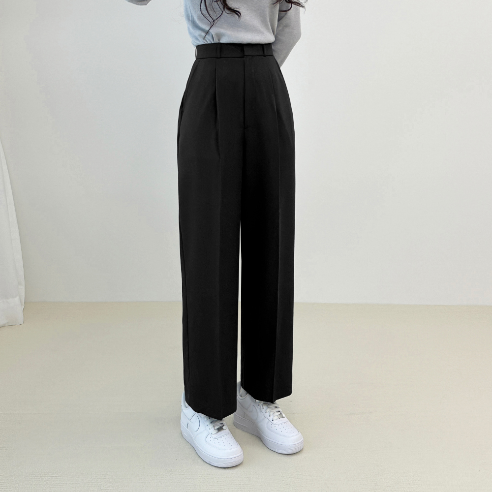 High waist tuck wide slacks