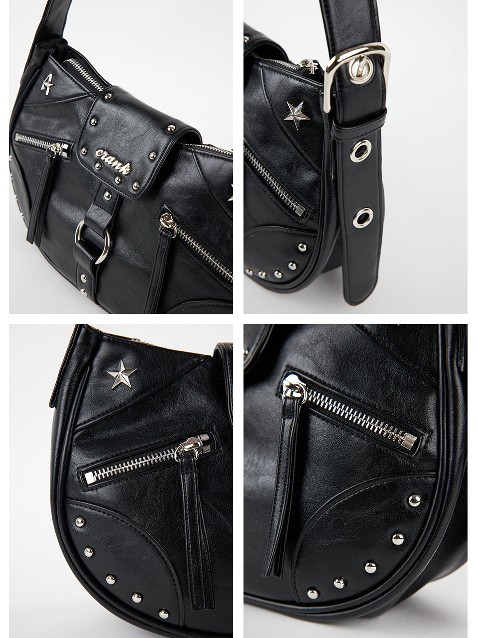 STUD SHOULDER BAG_BK