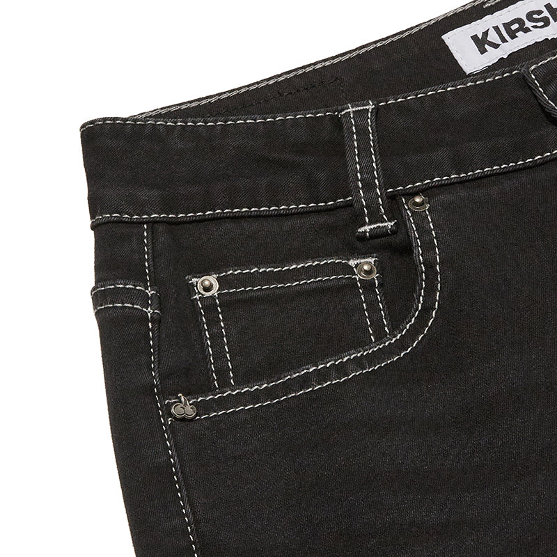 CHERRY SPAN SLIM-FIT DENIM PANTS [BLACK]