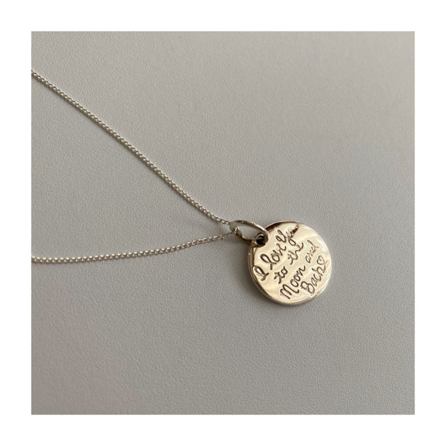 lau Silver 925 Love Moon Lettering Coin Daily Long Necklace