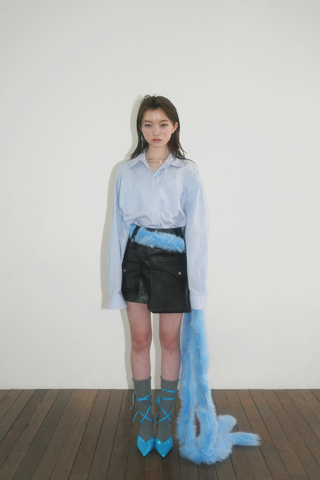 BACK WIDE STRAP OVERSIZED SHIRT IN BLUE STRIPE