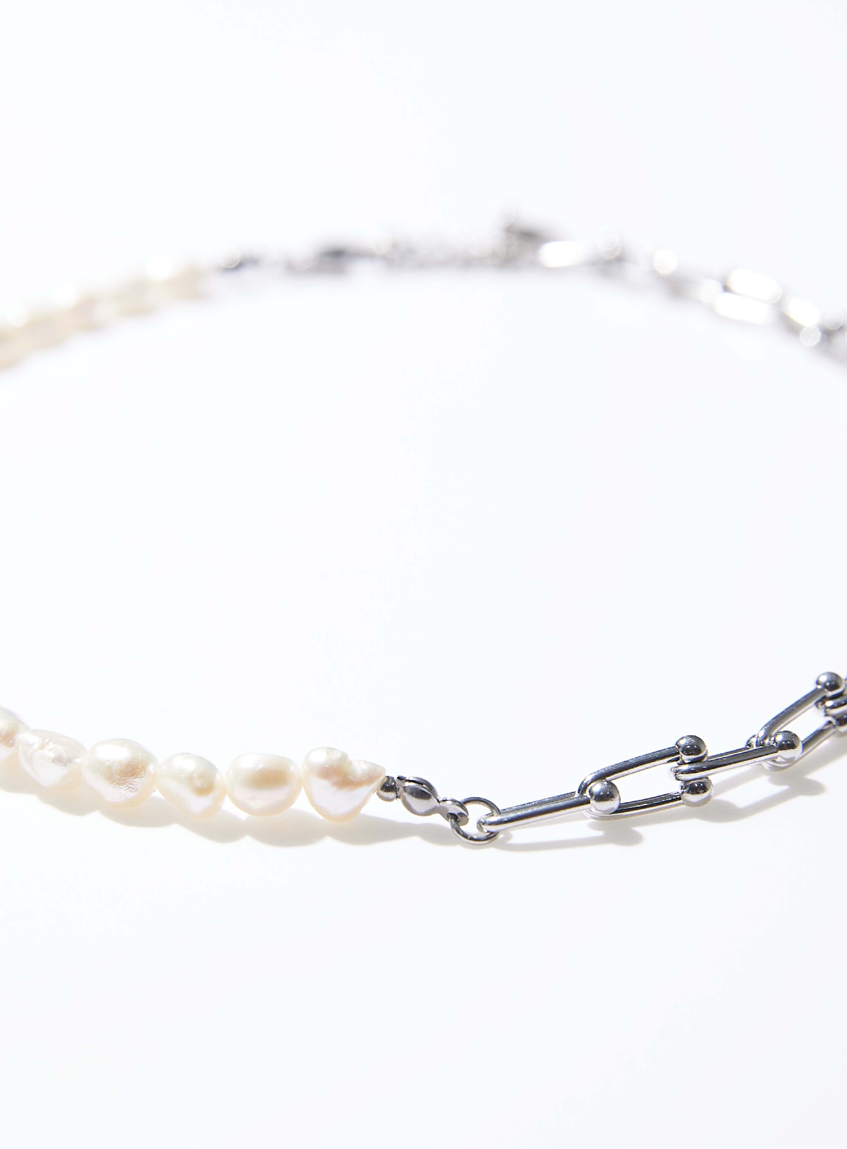 MN015 STAINLESS STEEL WITH FRESHWATER PEARL NECKALCE