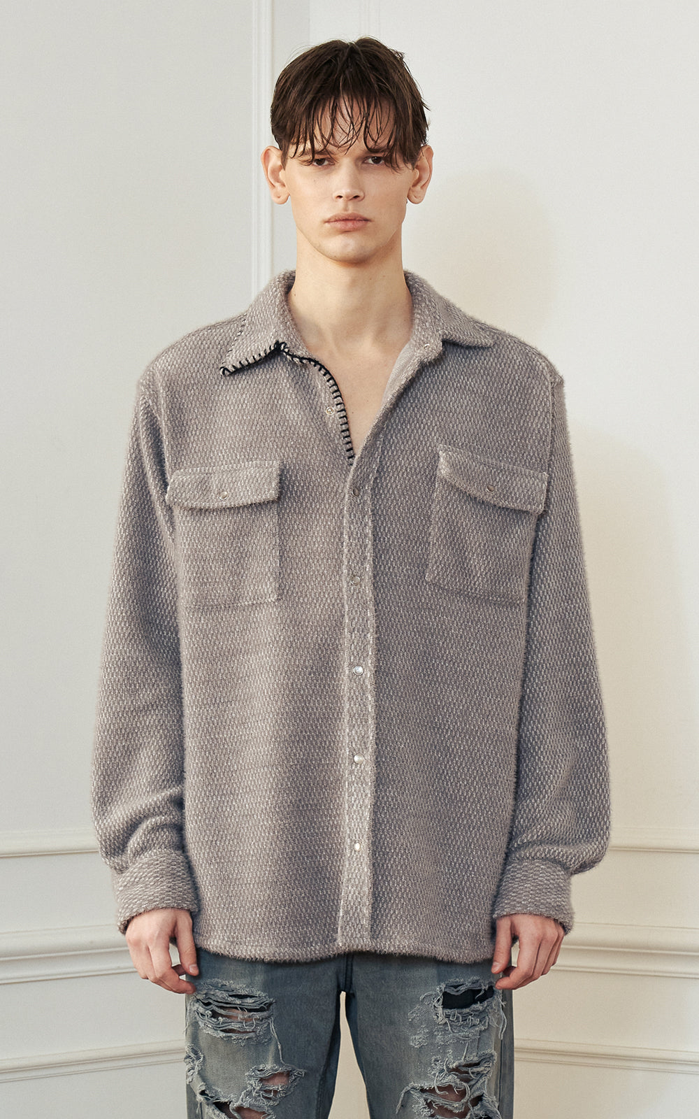 SOMCK WOOL HAIR SHIRTS_[GRAY]