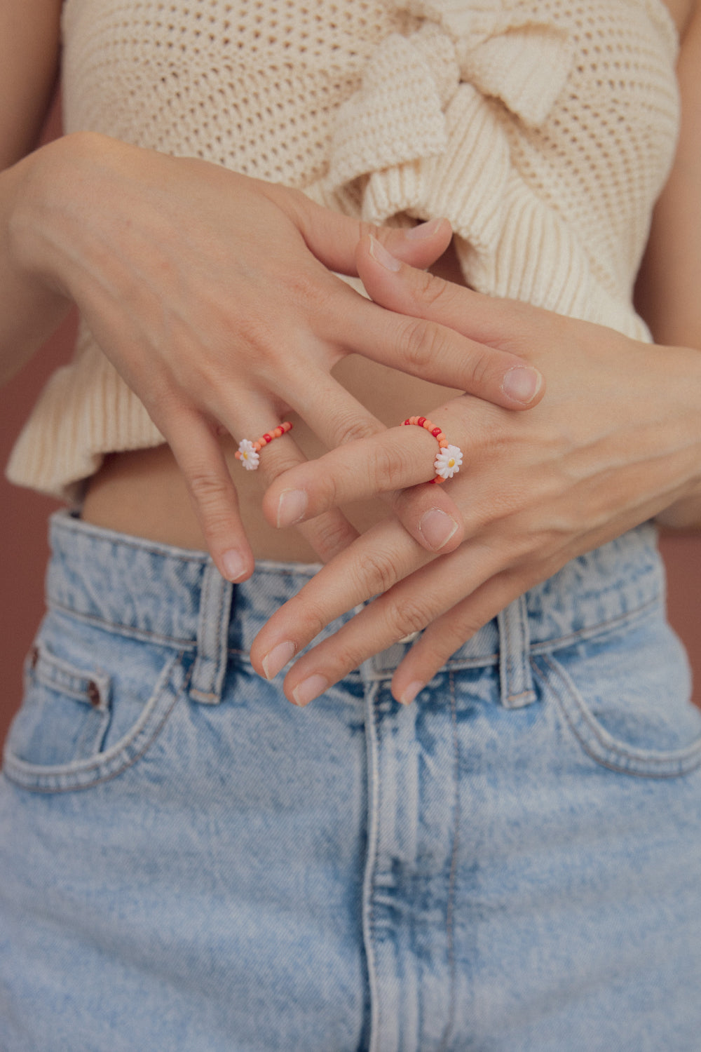 Sunny flower bead ring