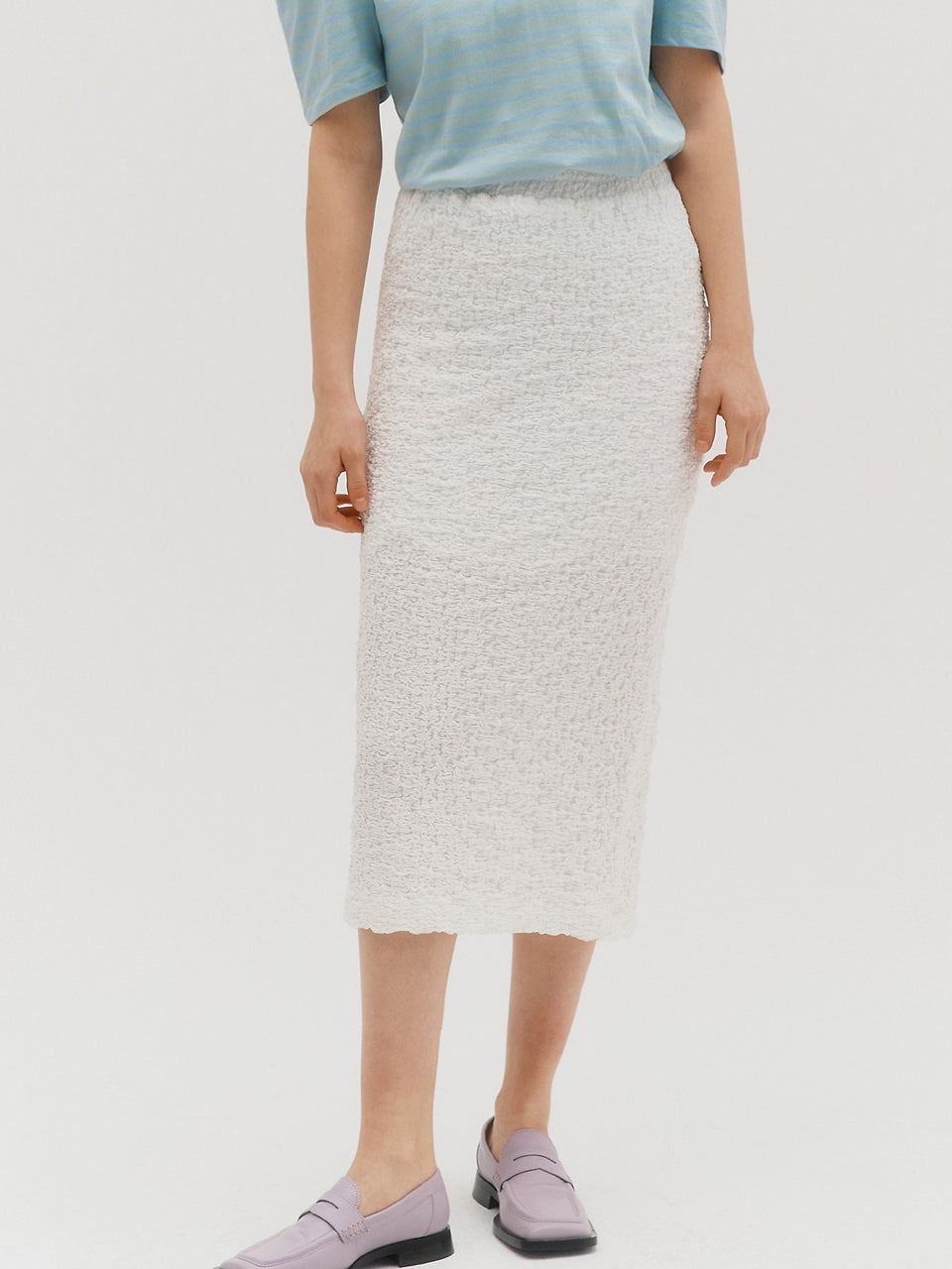 Crinkle slit skirt - White