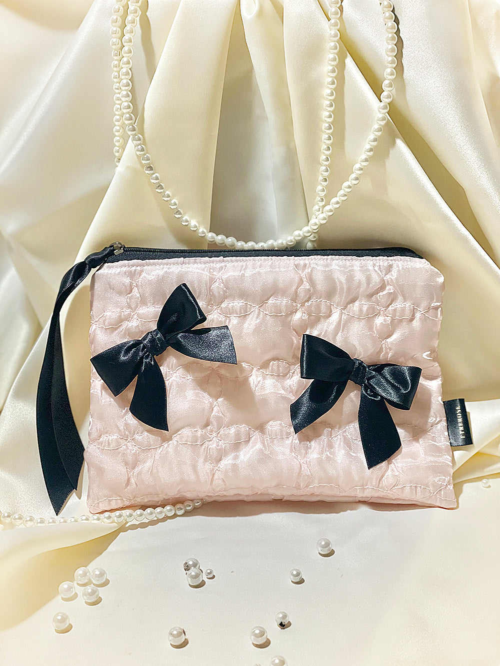 Glossy Organza Ribbon Zip-pouch (M