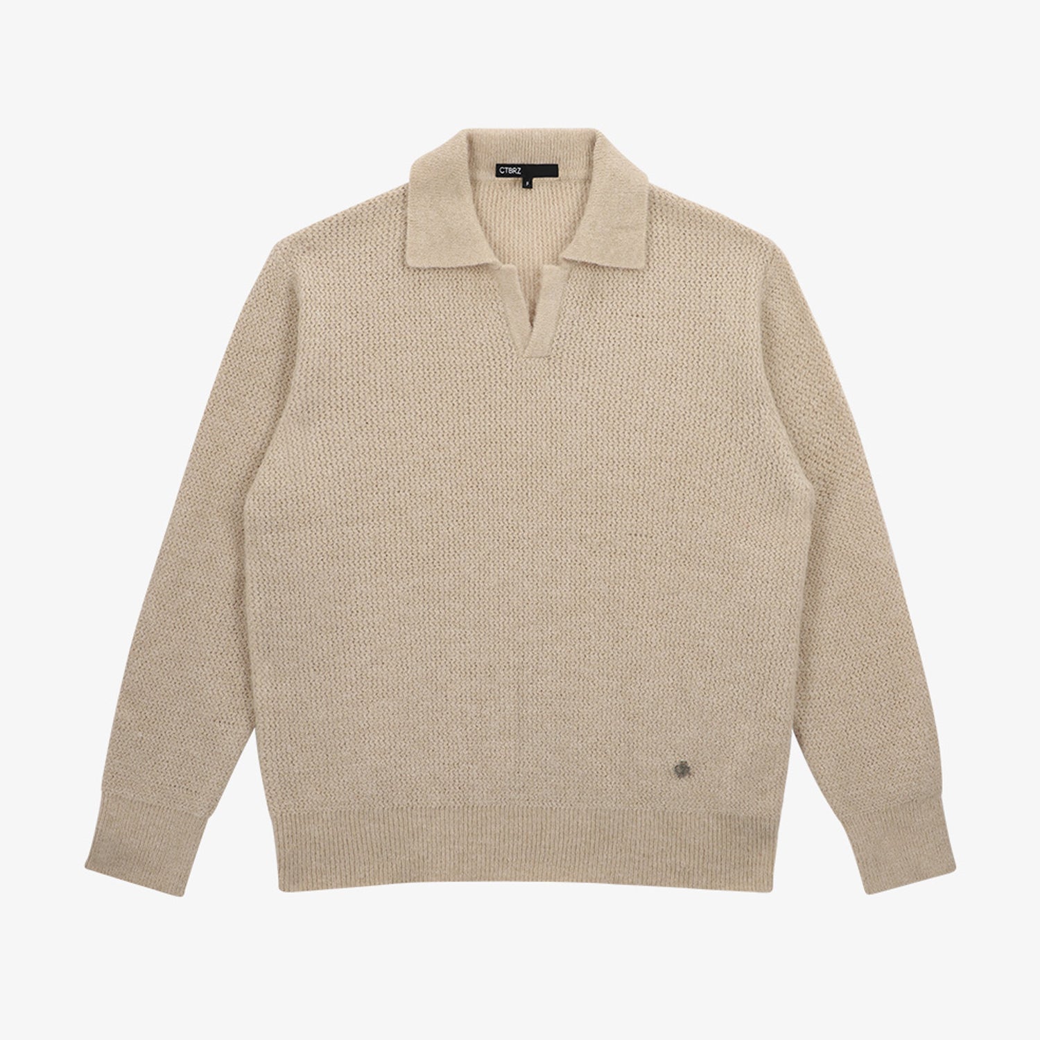 LPACA OVER FIT COLLAR KNIT_BEIGE