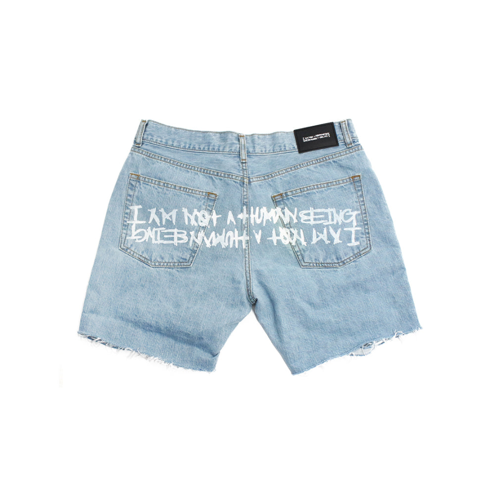 Basic Logo Destroyed Denim Shorts (2color)