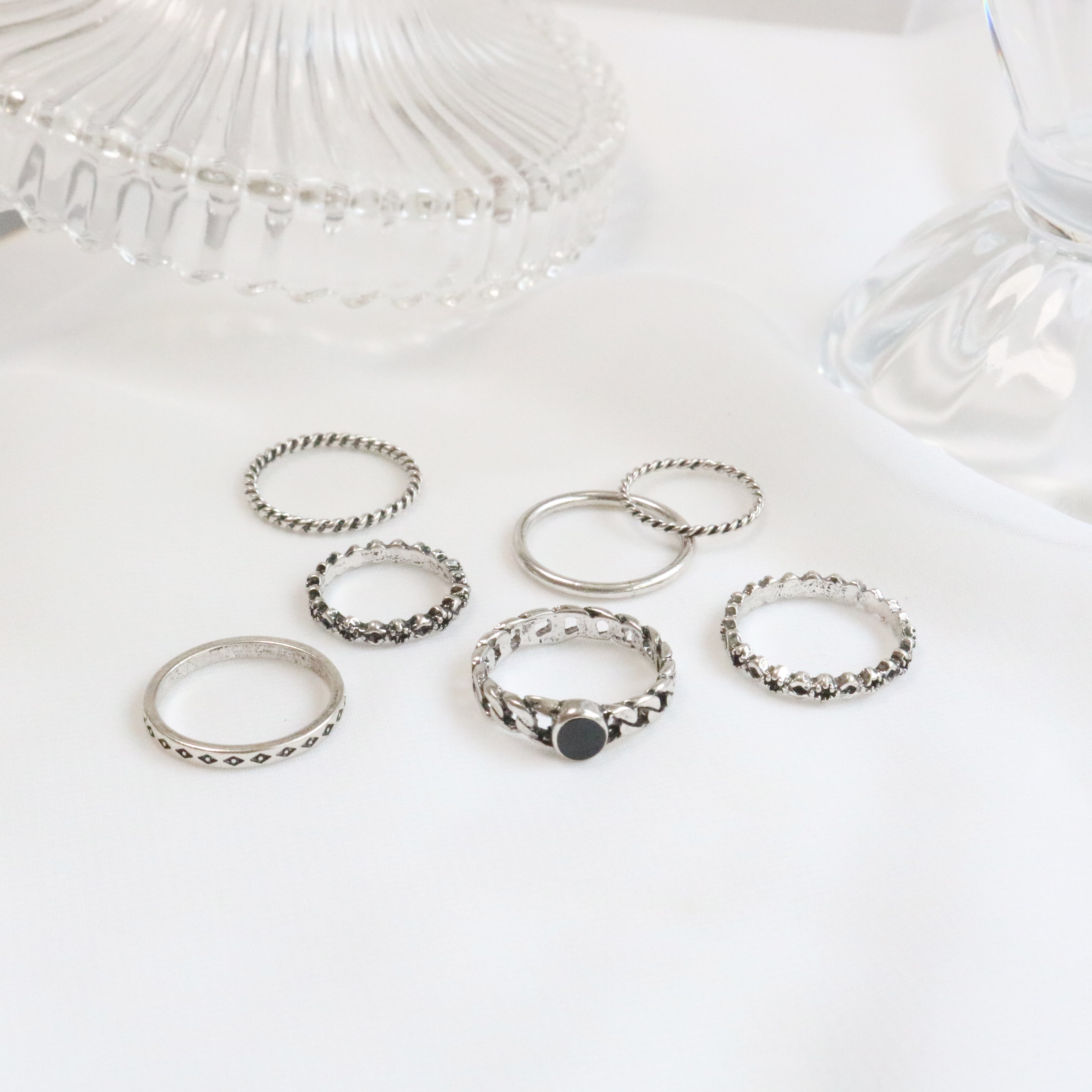 Black chain ring set (7 set)