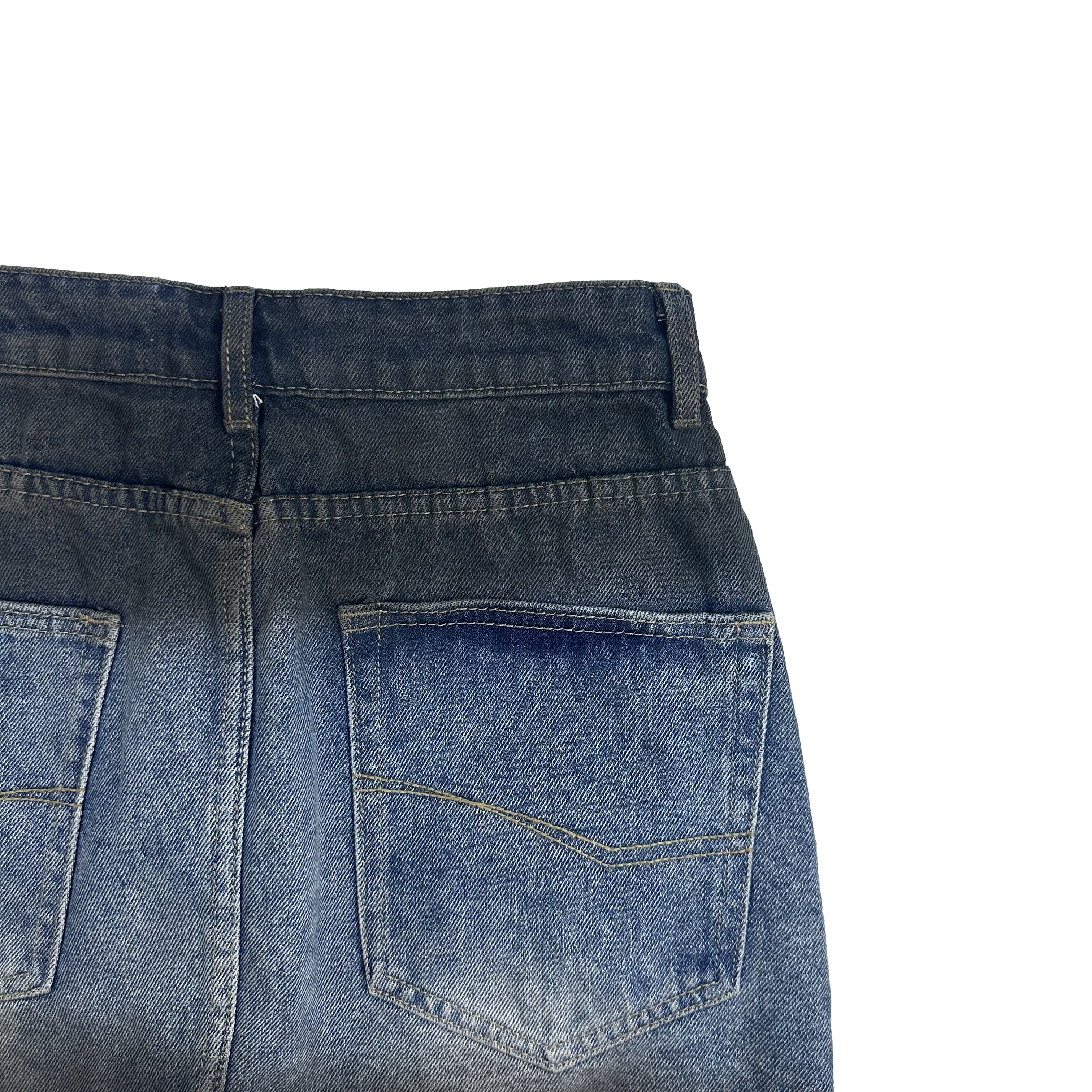 unique washing denim belt skirt