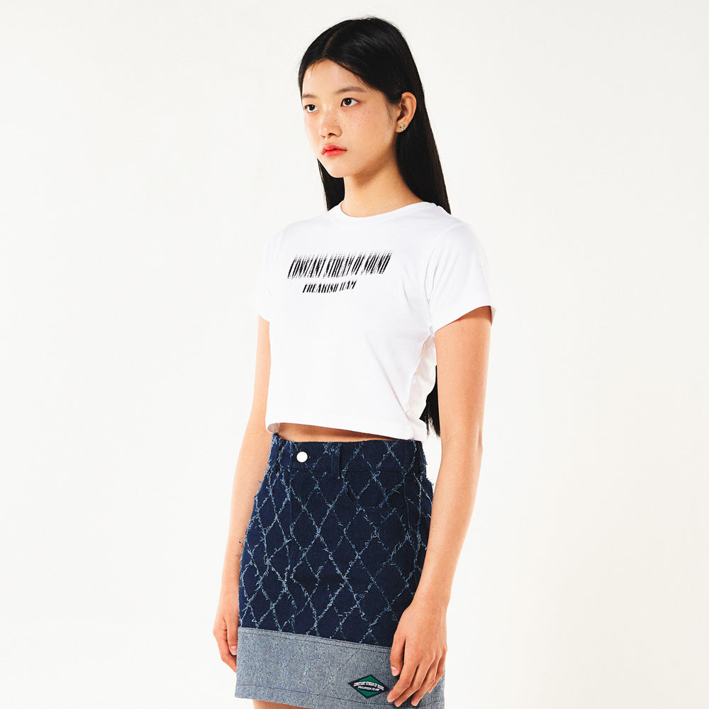 STIPPLE SHORT SLEEVE CROP TEE (WHITE)