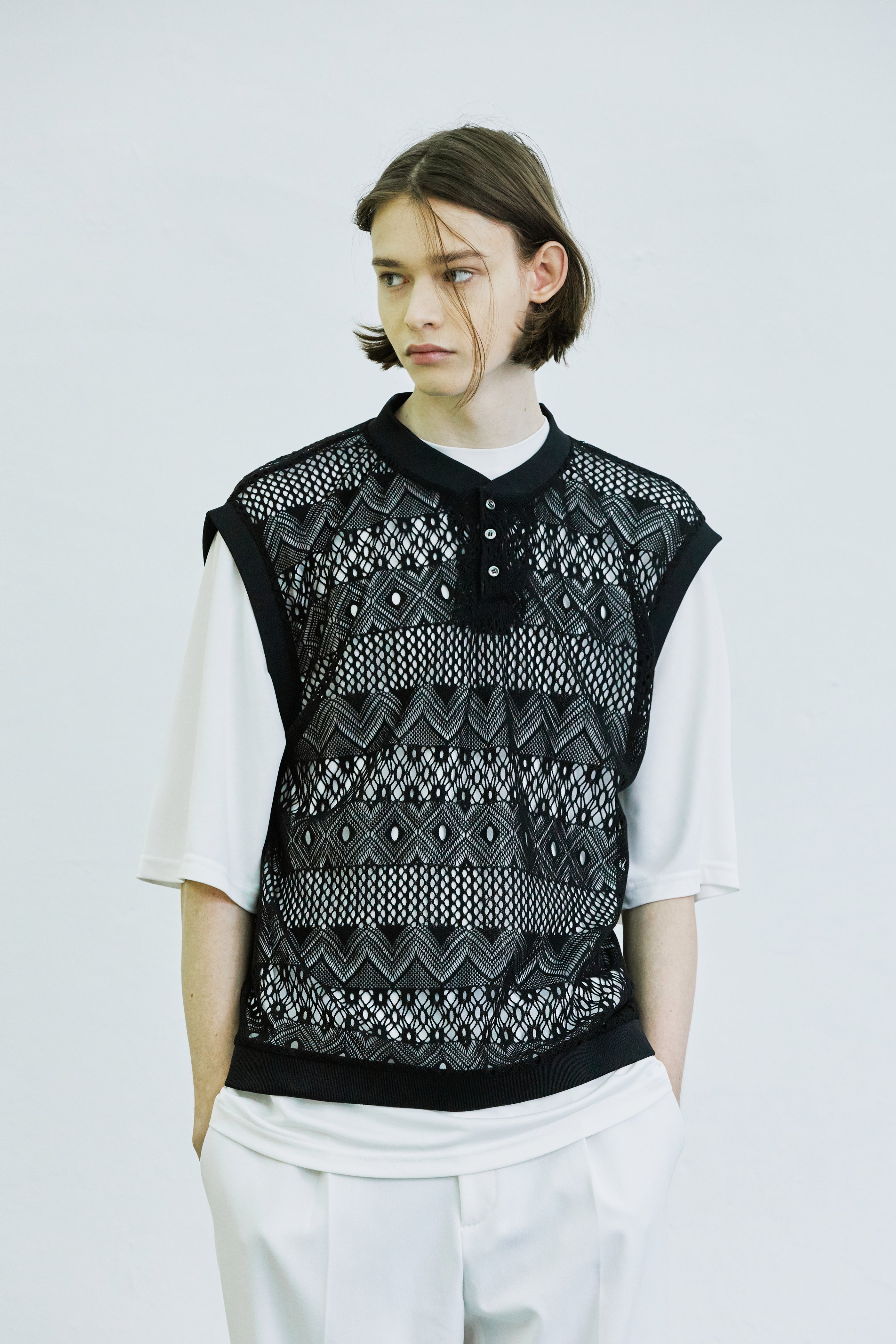 crochet rip vest black