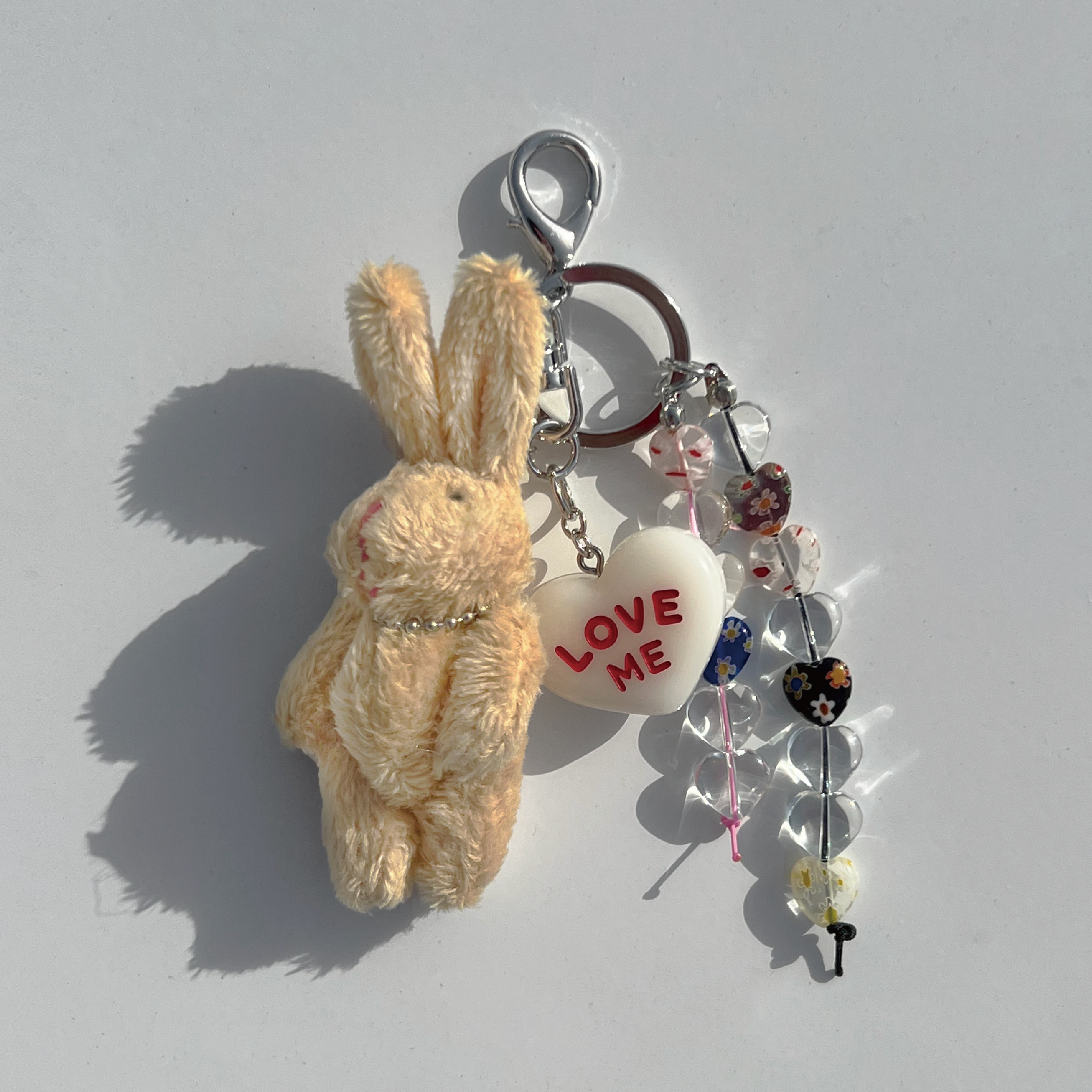 [BROWN] Love Me Bunny Keyring (Silver ring Set)