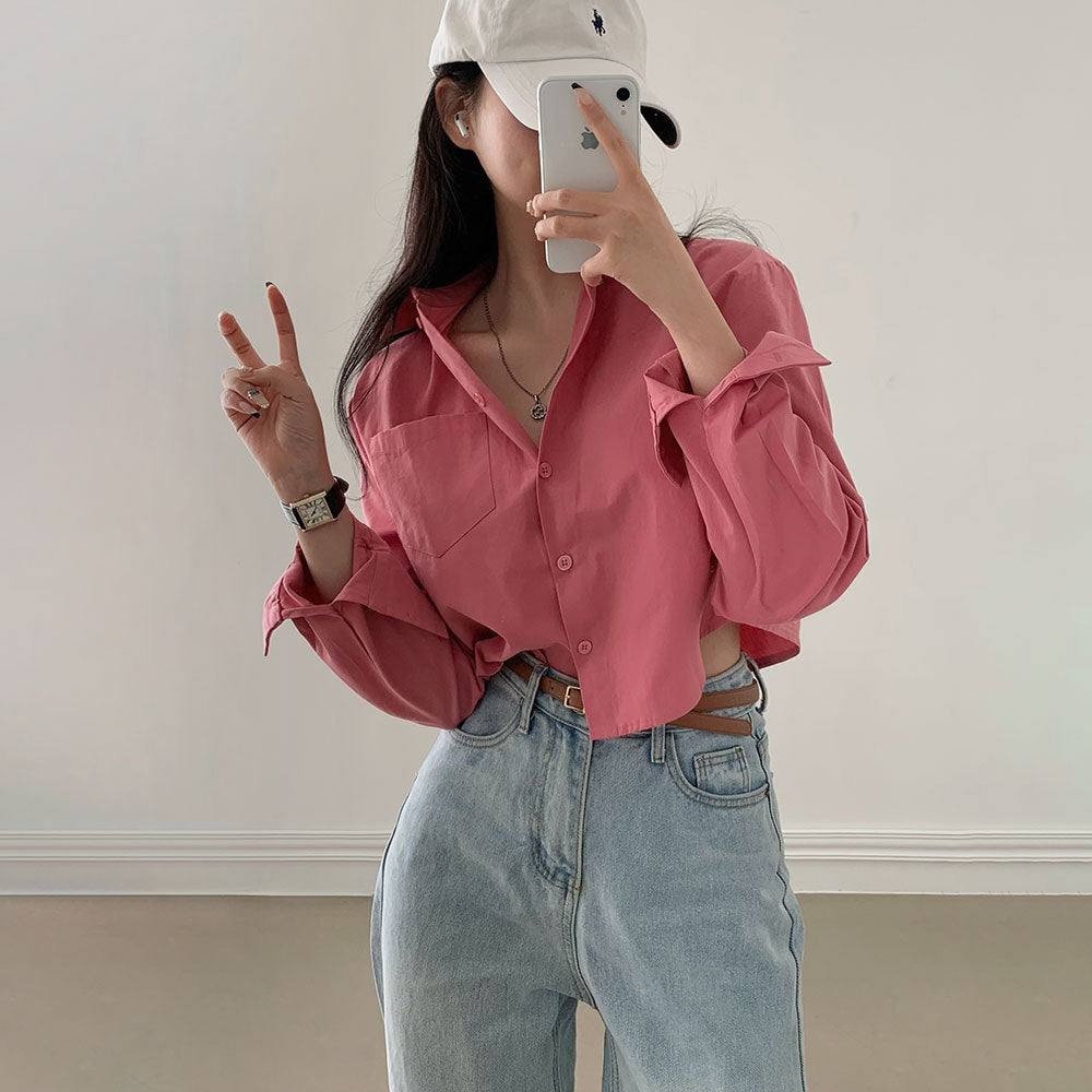 [BELLIDE MADE] Today Pocket Crop Shirt