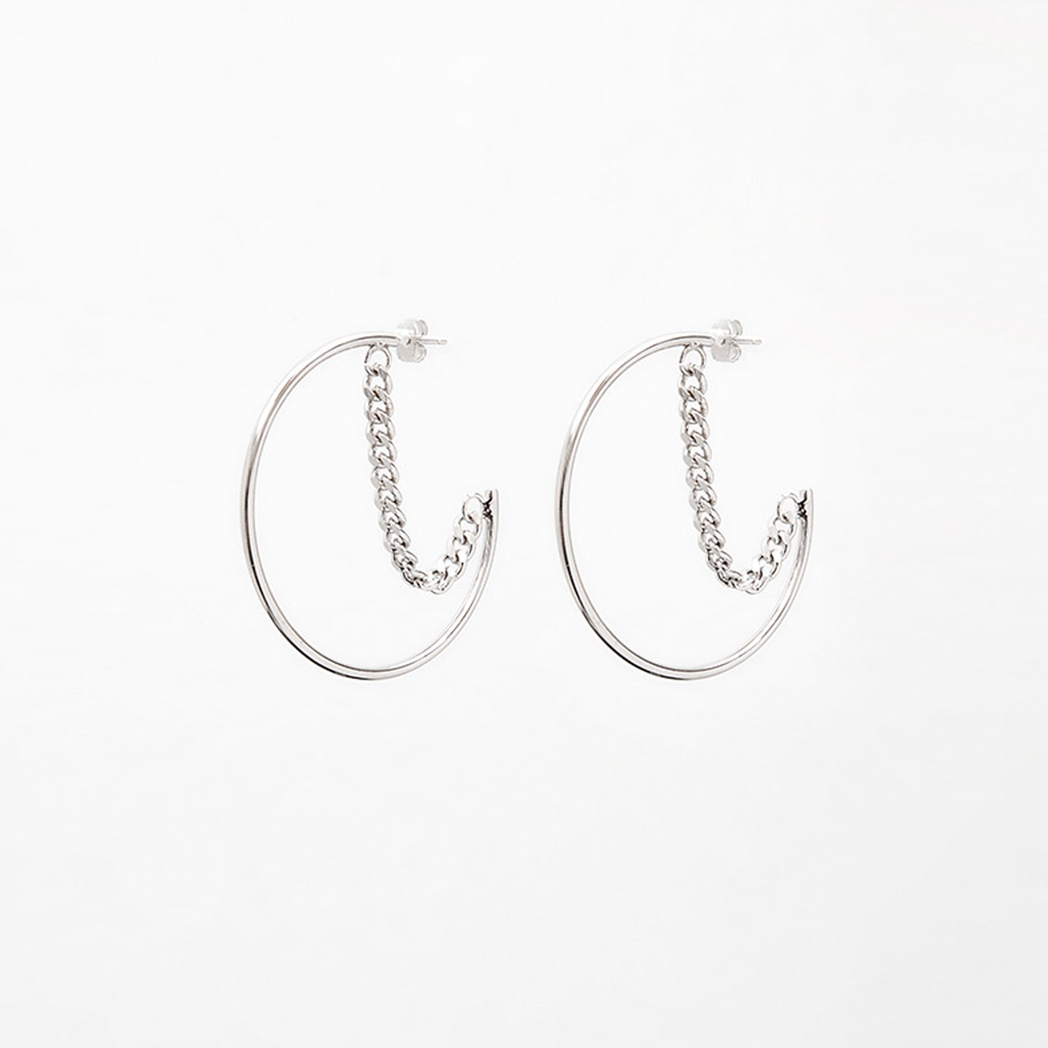 Half Moon Layered Chain Ring Earrings