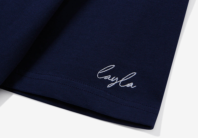 Signature Back Lettering French Short Sleeve T65 Navy