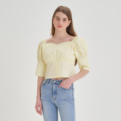 Heart Neck-line Love Poem Blouse ( 2 Colors )