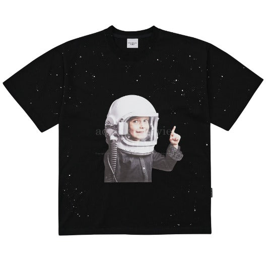 ADLV BABY FACE SHORT SLEEVE T-SHIRT BLACK SPACE TRAVEL