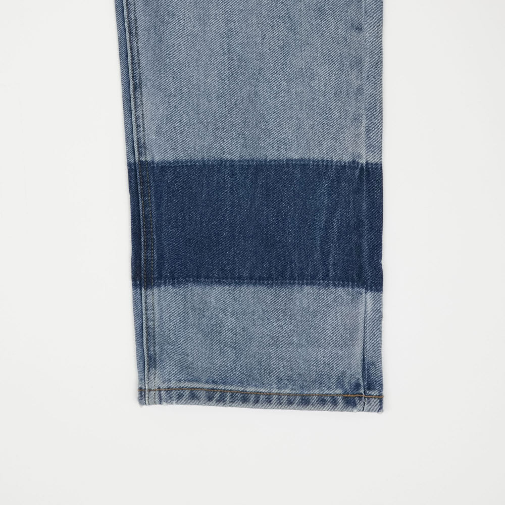 TWO TONE MIXED ROLL UP DENIM PANTS [6605]