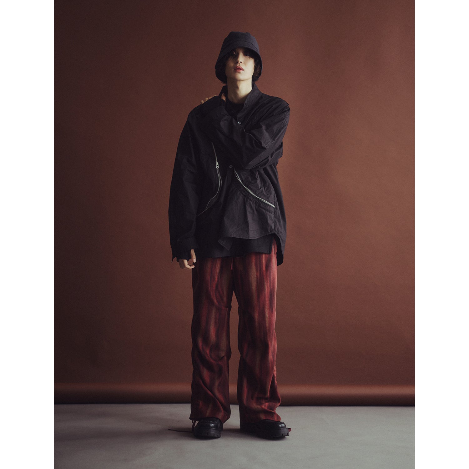 SIDE SHIRRING DOUBLE STRAP PANTS_RD