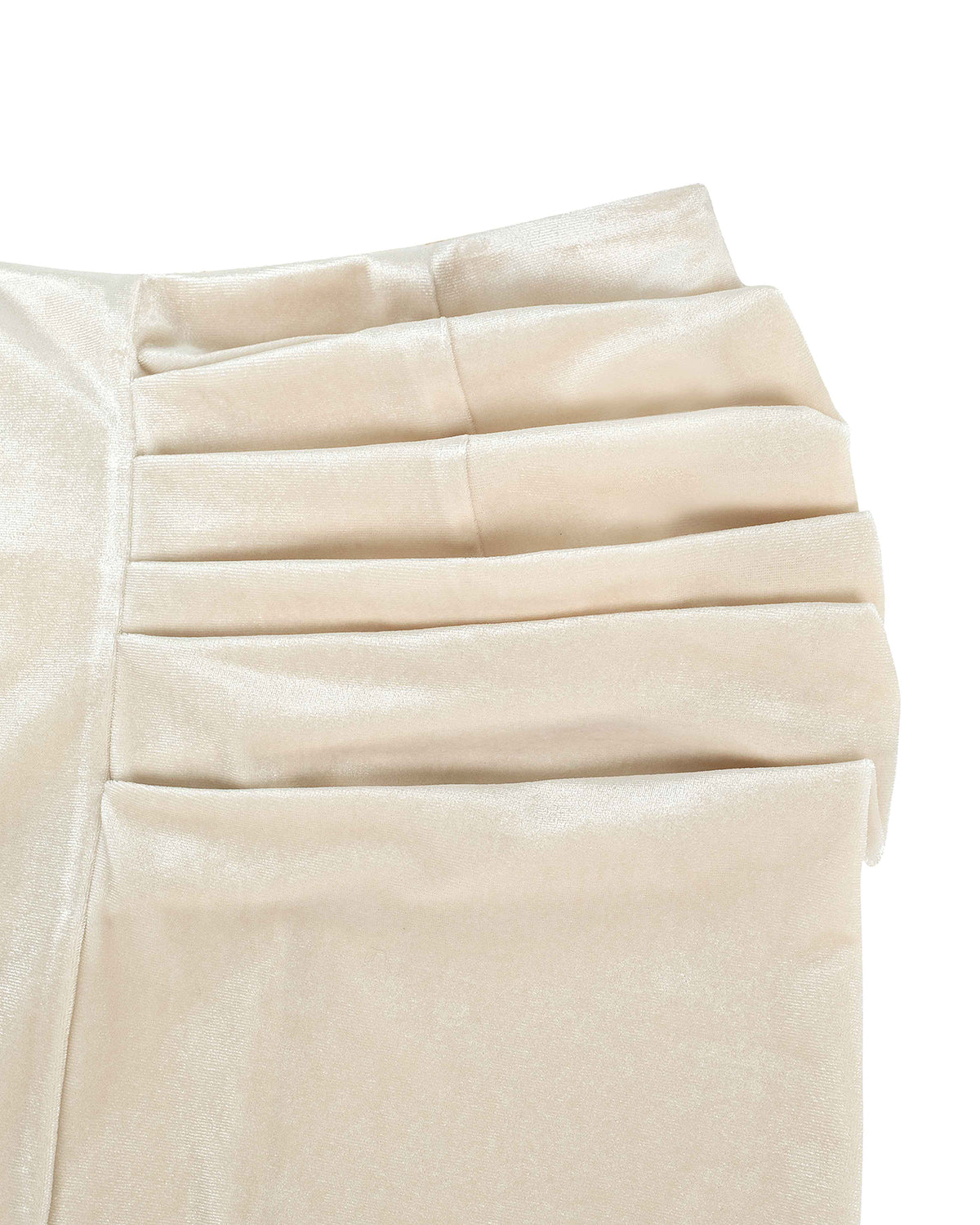 Velvet Draped Slit Long Skirt _ Cream