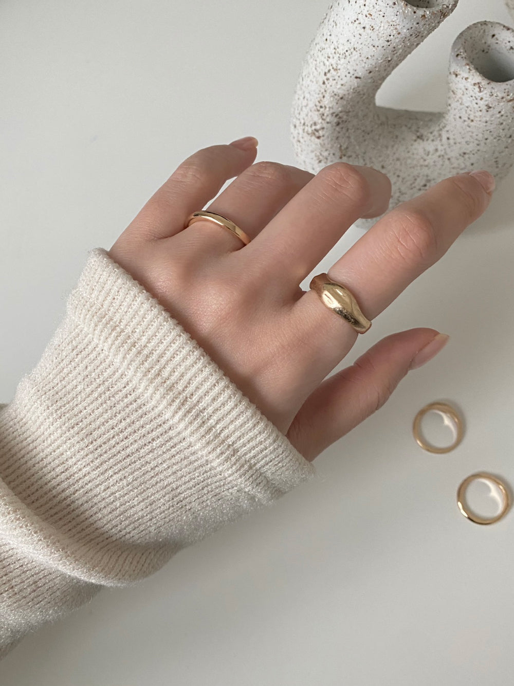 [5 set] simple volume layered ring set 