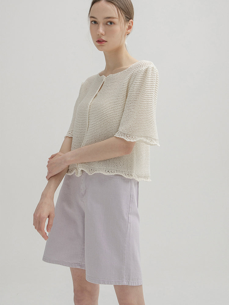 (CD-1971) Feminine Puff Knit Cardigan