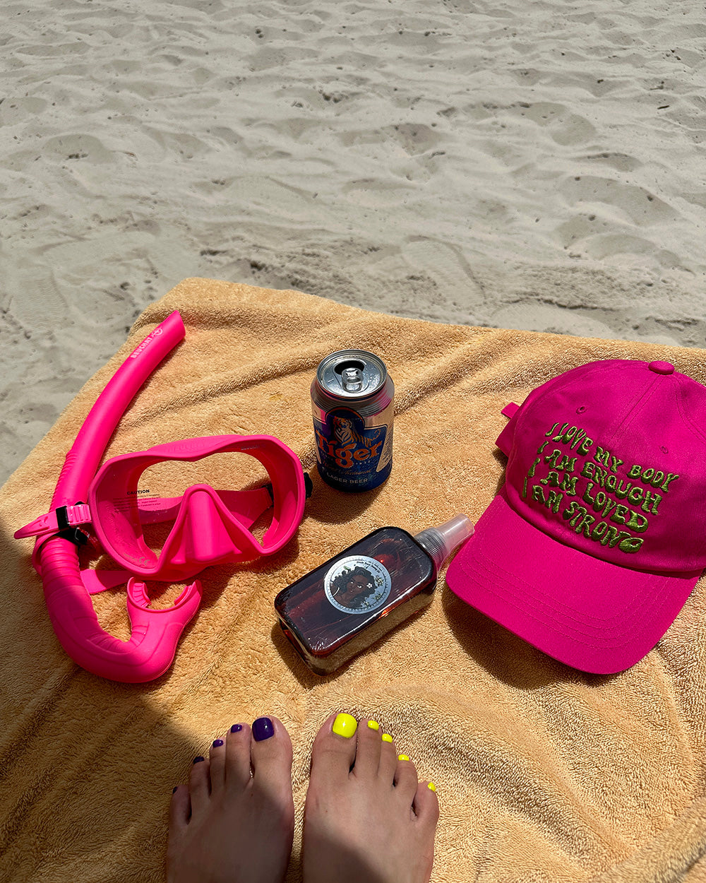 Hot pink colored string bikini